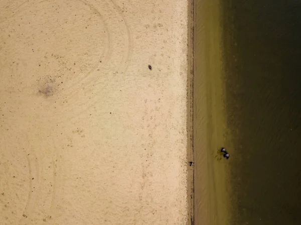 Vue Aérienne Sur Drone Parc Aquatique Plage Vide Hiver — Photo