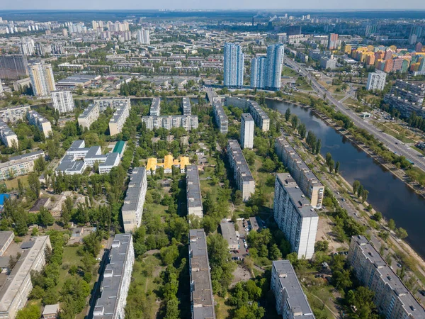 Zona Residenziale Kiev Vista Aerea Drone — Foto Stock