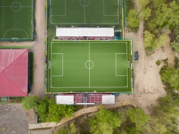 Campo Futebol Vista Aérea Drones — Fotografia de Stock