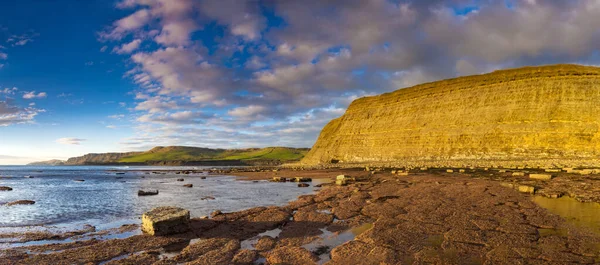 Dorset Teki Kimmeridge Körfezi Ndeki Jurassic Sahili Nin Altın Kayalıklarıyla — Stok fotoğraf