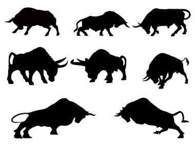 Siluet Boğası, şeffaf bir arka plan vektöründe borsa yükselmesi