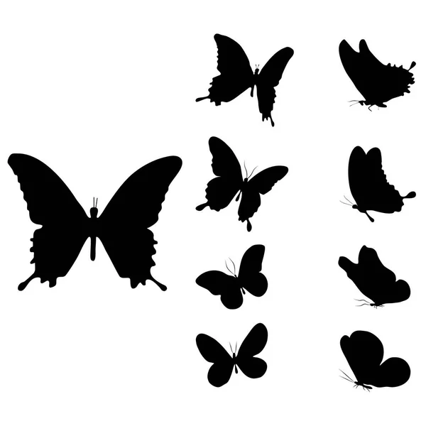 Conjunto Silueta Mariposa Diseño Sobre Fondo Transpant Vector — Vector de stock