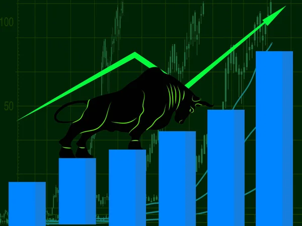 Bullish Sziluett Szimbólumok Tőzsdei Vektor Illusztráció Növekvő Piac Eps — Stock Vector