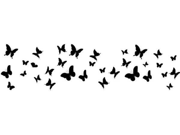 Silhouettes Papillons Volant Isolés Sur Vecteur Fond Transpant — Image vectorielle