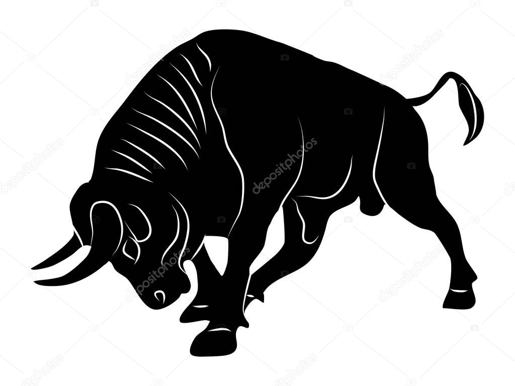 Bull silhouette attack logo On a transparent background vector