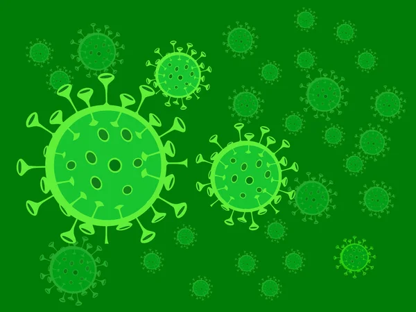 Corona Covid Virus Vector Fondo Verde — Vector de stock