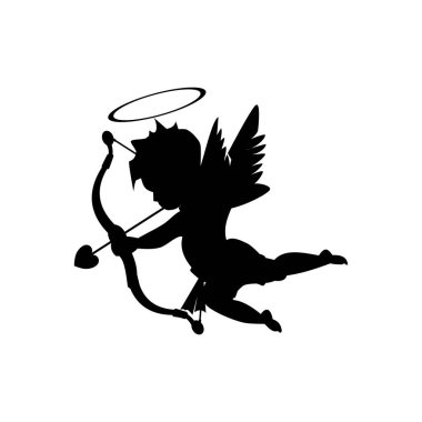 siyah aşk tanrısı ok kartı uçan vektörü