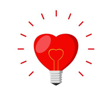 Kalp şeklinde ampul, sevgililer günü vektörü