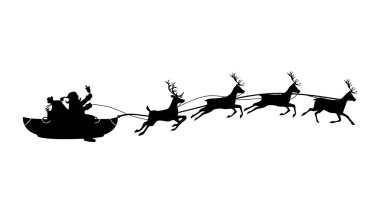 Noel Baba muz teknesi ve ren geyiği vektörü