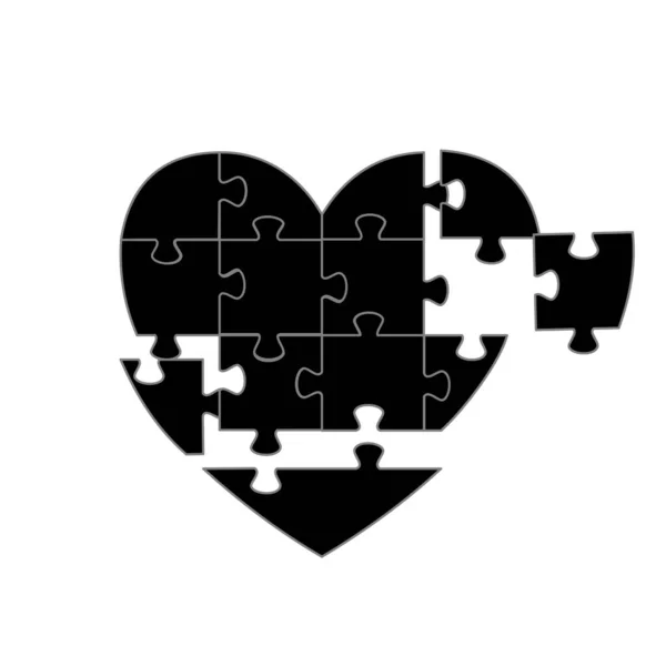 Siyah kalp bulmaca vektörünü bağla