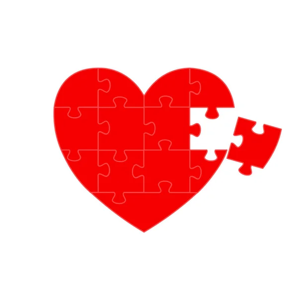 Coração Forma Jigsaw Vetor Vermelho —  Vetores de Stock