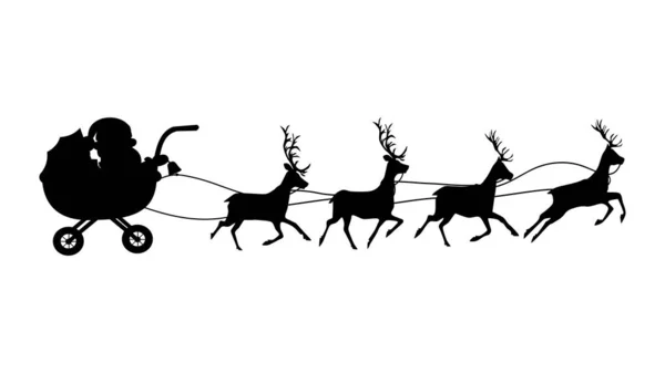 Santa Sleigh Reindee Vector — Stock Vector