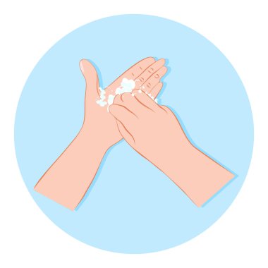 Virüs ve bakterileri önlemek için ellerini sabunla yıkamak, tırnak ikonu yıkamak.