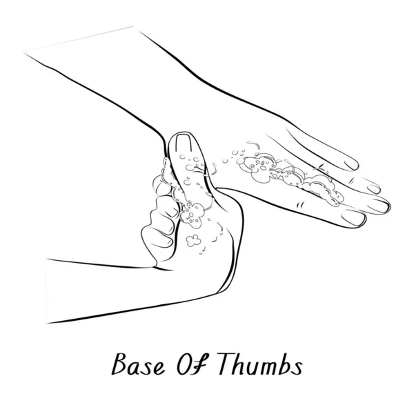 親指のベース 健康のための手洗浄 アウトラインアイコンベクトル — ストックベクタ