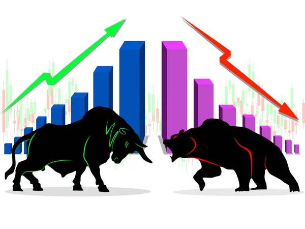 Vetor Gráfico Barras Financeiras Mercado Ações Bull Bear — Vetor de Stock