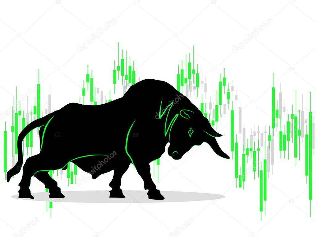 The bull market which rising price of securities are expected vector