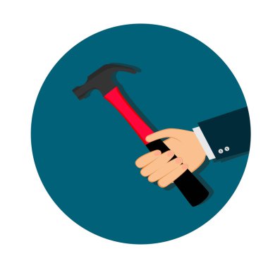 Çekiç ve El Simgesi İzolasyon İşçisi Çekiç Resmini Kullan