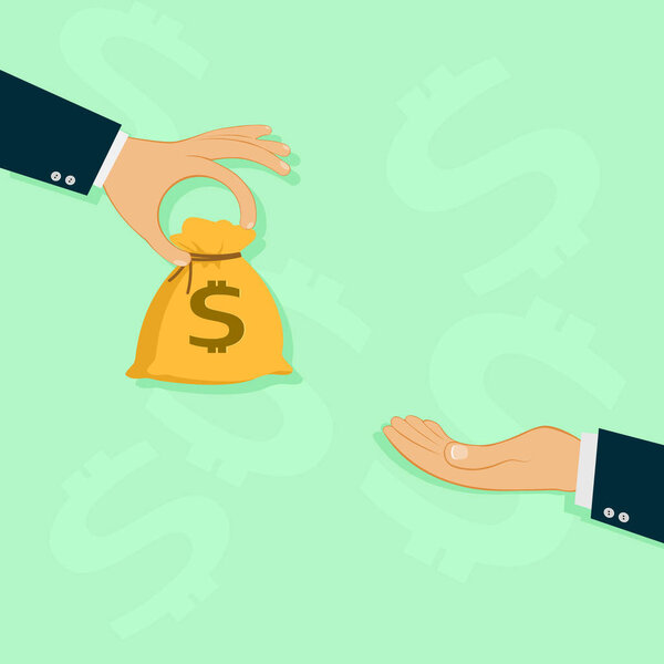 Hand gives money to another hand vector