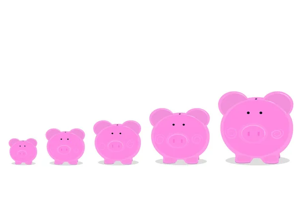 Piggy Piggy Banks Arranged Financial Banking Business Procedures — Stock Vector