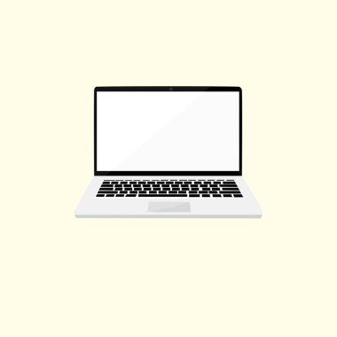 Sarı Arkaplanda dizüstü bilgisayar, Bilgisayar Vektörü İllüstrasyonu