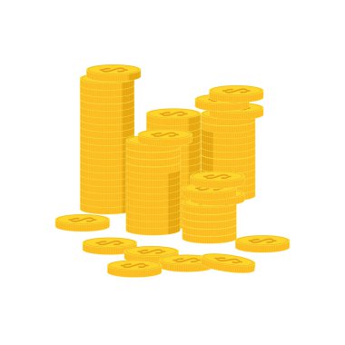 Birikmiş altın paralar, yığınla para, iş ve servetin finansal karları, altın paralar, yığınla dolar.