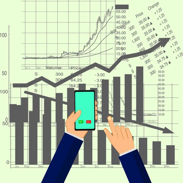 Mercado Ações Com Números Opções Para Comprar Vender Mobile Eps — Vetor de Stock