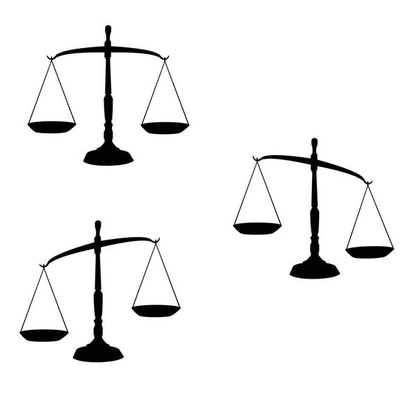 Black Justice Scales Icon Law Balance Symbol Libra Vector Illustration — Stock Vector