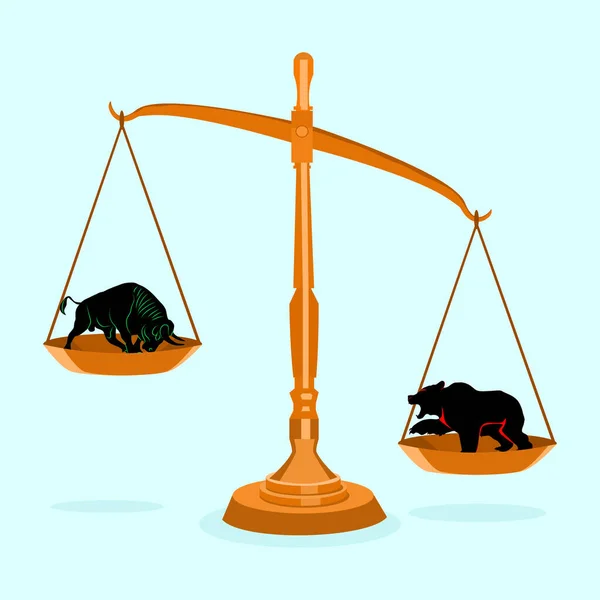 Bull Bear Inbalance Scales Stock Market Concept Bearish Trend — Stock Vector