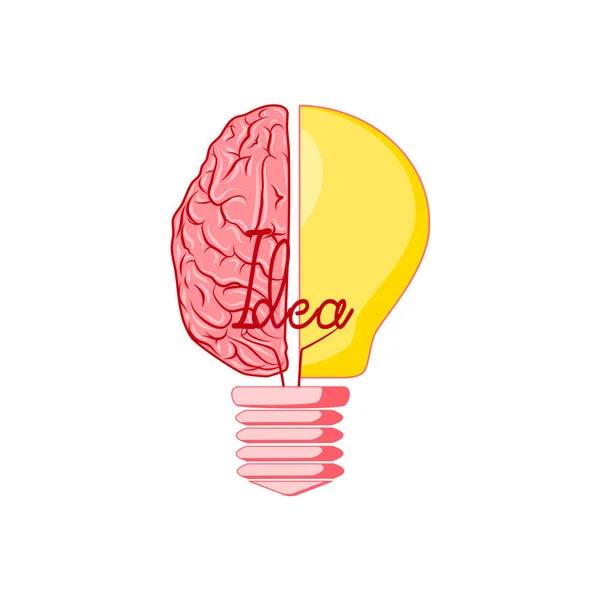 Half Light Bulb Brain White Background Symbol Creativity Creative Idea — Stock Vector