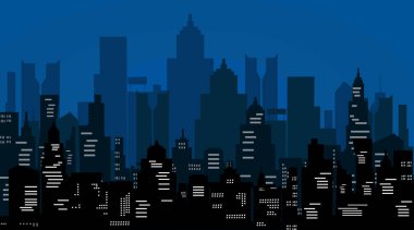 Vektör Gece Şehri. Karanlık manzara. Gece şehir manzarası. Soyut arkaplan