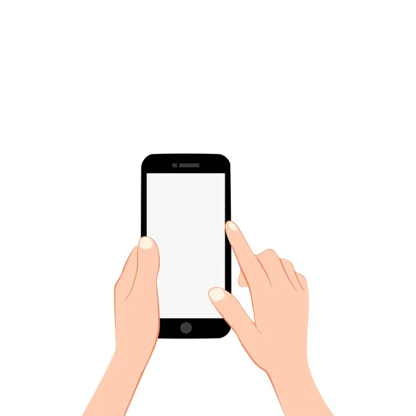 手和智能手机垂直 触摸屏是空白的使用智能手机弹 — 图库矢量图片
