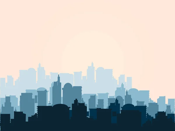 Silhouette Della Città Moderno Paesaggio Banner Vista Città Stile Piatto — Vettoriale Stock
