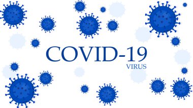 Mavi COVID-19 veya beyaz arkaplanlı Coronavirus vektörü. Virüs Salgını Koruma Konsepti