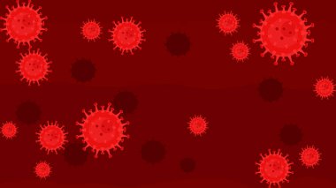 Kırmızı arkaplanda Coronavirus COVID-19 pankartı