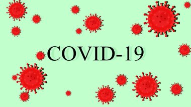 COVID-19 ya da yeşil arkaplanlı Coronavirus vektörü. Virüs Salgını Koruma Konsepti