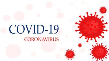COVID-19Coronavirüs 'ü bakteri içeren beyaz bir zemin üzerinde, virüsü yayma kavramı