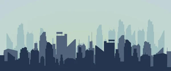 Vector Silhouette City Modern Panoramic Urban City Tower Illustration Wallpaper — Stock Vector