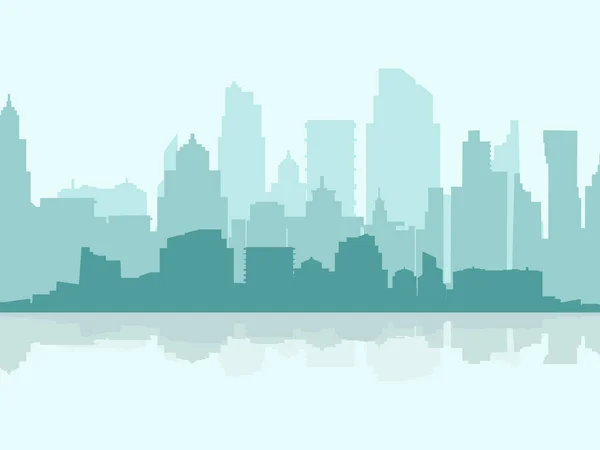 Vector Verde Silhueta Cityscape Urbano Cidade Vista Fundo — Vetor de Stock