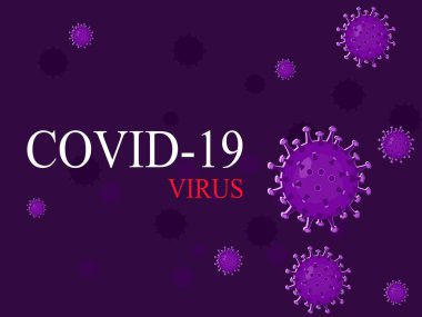 Virüs hücrelerinin arkaplanındaki Covid 19 virüs mesajı, virüs konsept vektörü