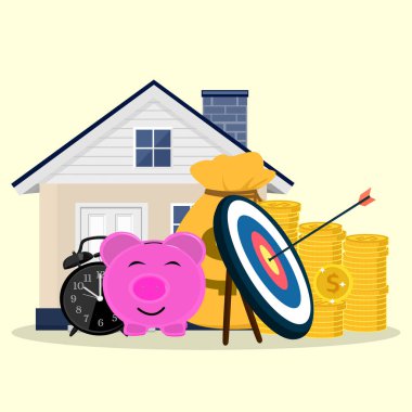Vektör House.money.time .wealth.ideas Hayattaki hedefler
