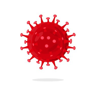 Kırmızı bir virüs hücresi yönlendir. Beyaz zemin üzerinde Covid 19 ya da Coronavirus