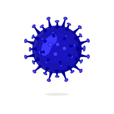 Beyaz zemin üzerinde Covid 19 veya coronavirus vektörü Mavi virüs hücresi