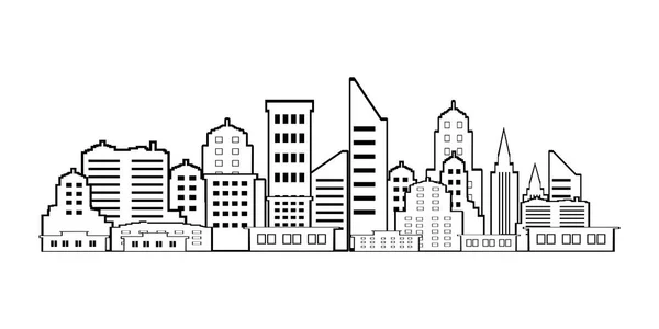 City Building Line Illustration Vectorielle Conception Art Sur Fond Blanc — Image vectorielle