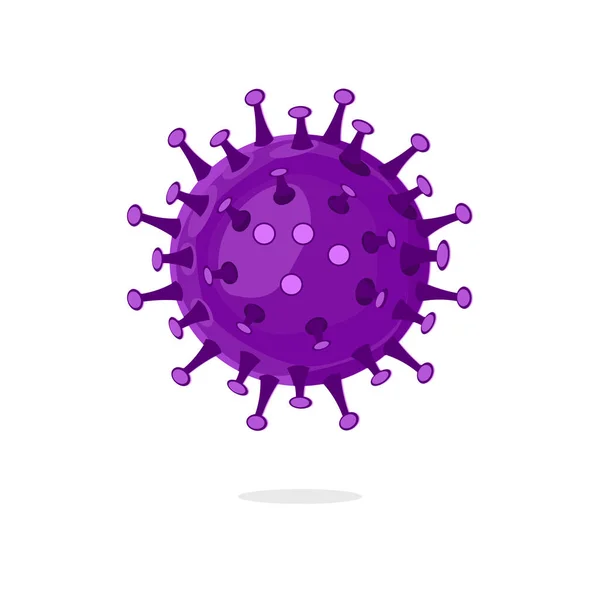 Covid Atau Coronavirus Dengan Latar Belakang Putih Sel Virus Ungu - Stok Vektor