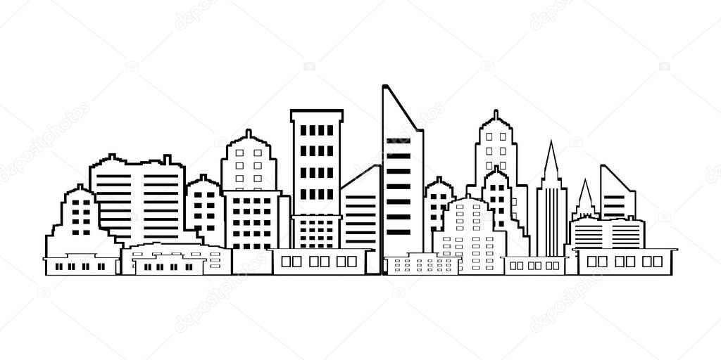 City Building Line art vector design illustration on white background vector