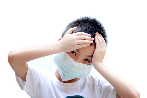Barn Bär Mask Skydd För Att Skydda Virus Eller Bakterier — Stockfoto
