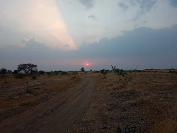 Sonnenuntergang Auch Als Sonnenuntergang Bekannt Ist Das Tägliche Verschwinden Der — Stockfoto