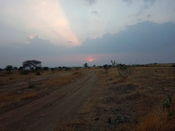 Sonnenuntergang Auch Als Sonnenuntergang Bekannt Ist Das Tägliche Verschwinden Der — Stockfoto