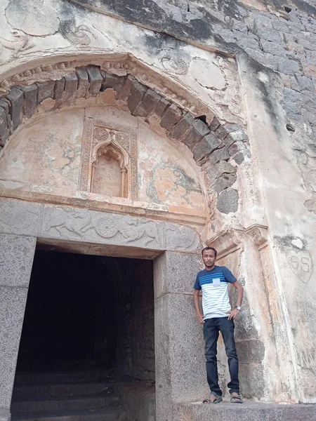 Golconda Fort Auch Bekannt Als Golkonda Telugu Ist Eine Befestigte — Stockfoto