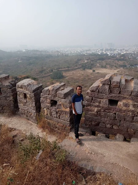 Golconda Fort Auch Bekannt Als Golkonda Telugu Ist Eine Befestigte — Stockfoto